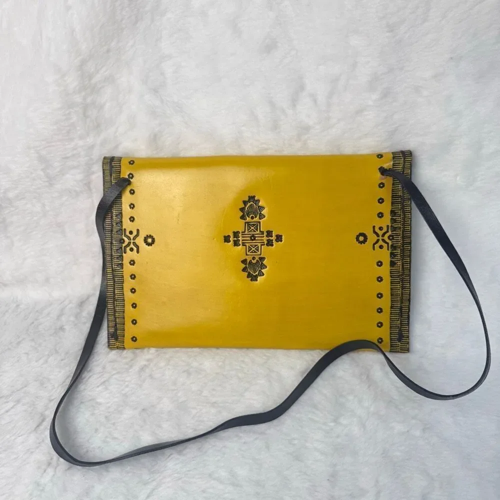 austerbags Handmade and hand-painted Sofia mustard